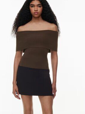 Aritzia Nola Short Sleeve Sweater Off the Shoulder Top - Small